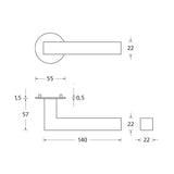 Drückergarnitur SCOOP 1002, runde Flachrosetten, Edelstahl matt-Drückergarnitur-SCOOP-GÜRTLER.shop