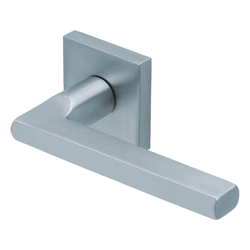 Drückergarnitur SCOOP 1025Q auf Quadratrosette, Edelstahl matt-Drückergarnitur-SCOOP-GÜRTLER.shop