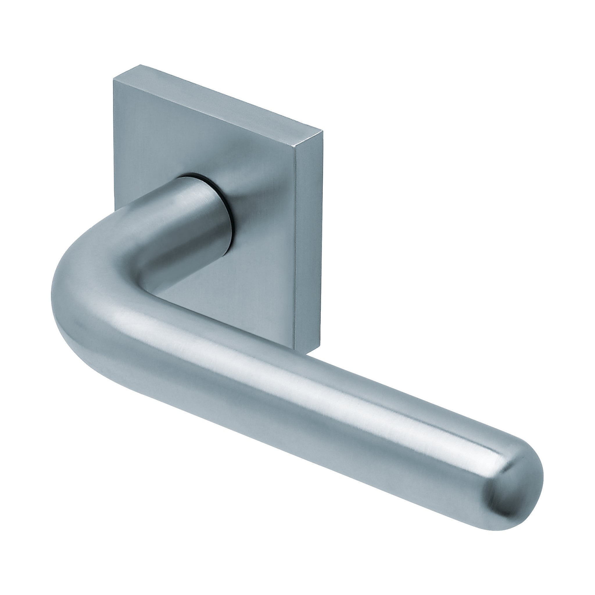 Drückergarnitur SCOOP 1200Q auf Quadratrosette, Edelstahl matt-Drückergarnitur-SCOOP-GÜRTLER.shop