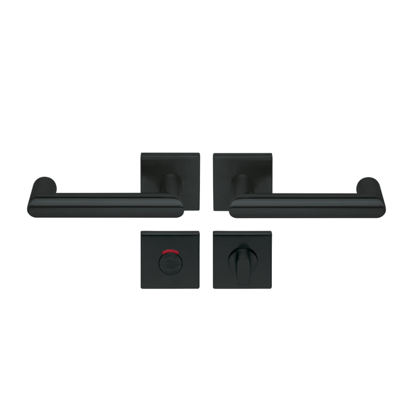 Drückergarnitur SCOOP 2009Q auf Quadratrosette, Schwarz matt-Drückergarnitur-SCOOP-WC-Ausführung rot/weiß-Pullbloc 3.1-GÜRTLER.shop