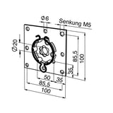 Antriebslager für Somfy-Motoren, flach bis 120Nm