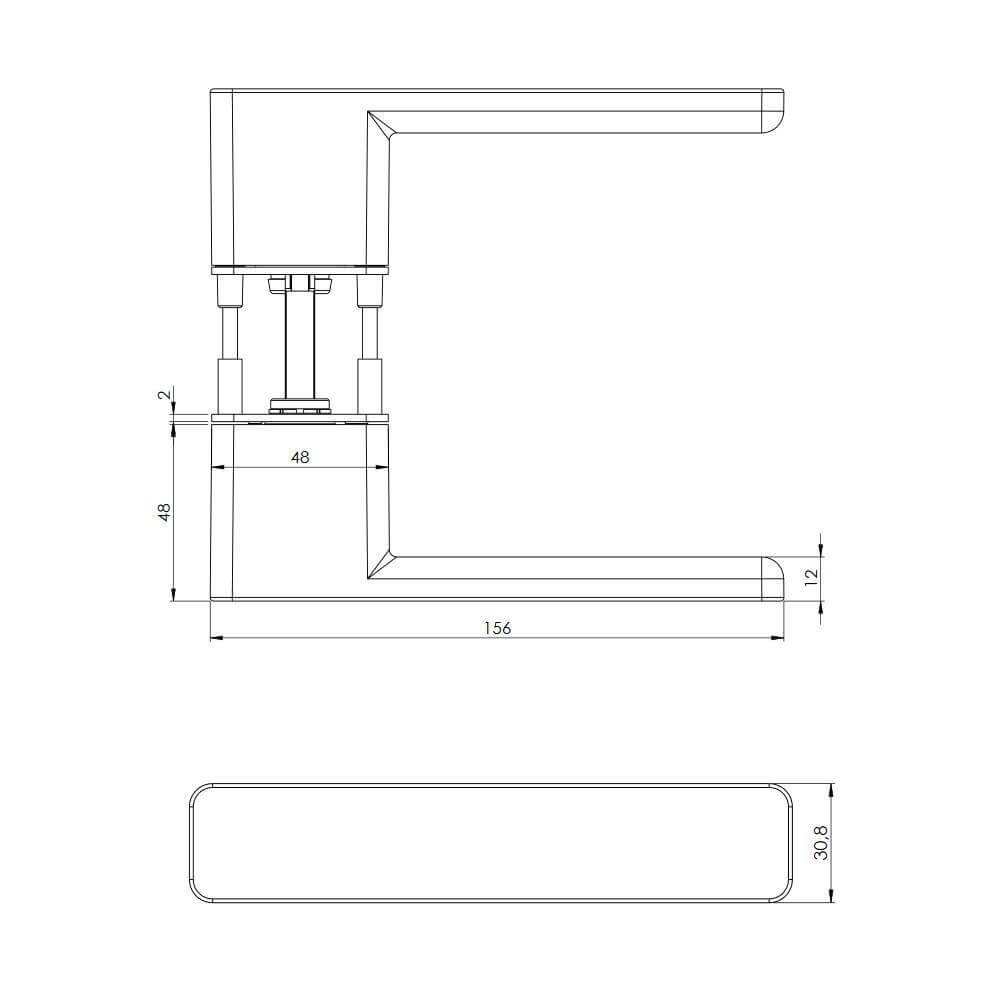 Drückergarnitur R8 ONE Soft2touch graphitschwarz technische Abbildung