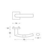 Drückergarnitur SCOOP 1003Q auf Quadratrosette, Edelstahl matt - GÜRTLER.shop