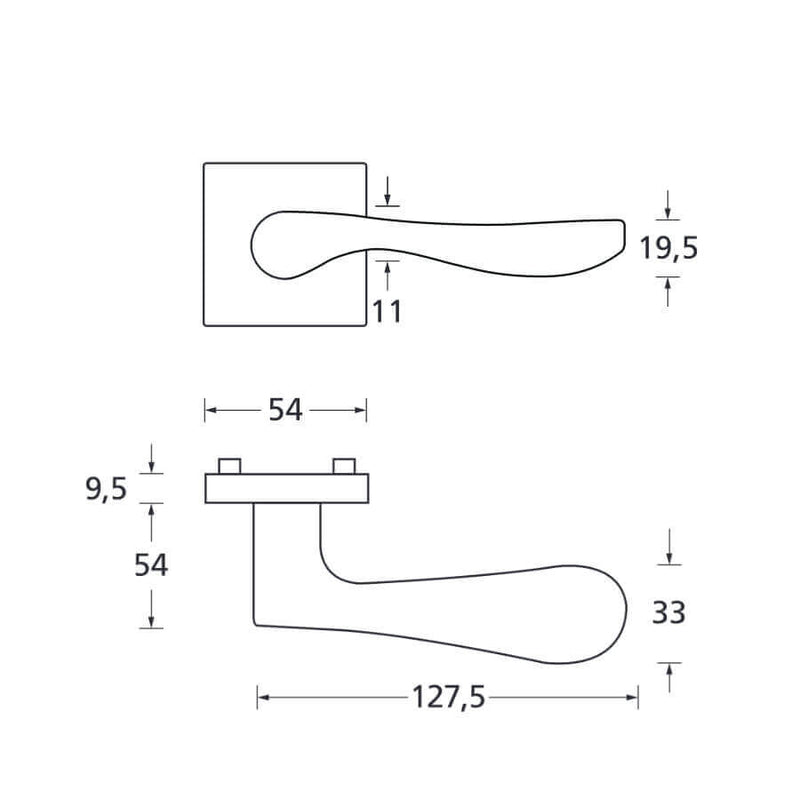 Drückergarnitur SCOOP 1024Q auf Quadratrosette, Edelstahl matt - GÜRTLER.shop
