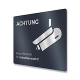 Hinweisschild 11x8 cm "Dieser Bereich ist videoüberwacht" aus Edelstahl, pulverbeschichtet