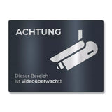 Hinweisschild 11x8 cm "Dieser Bereich ist videoüberwacht" aus Edelstahl, pulverbeschichtet