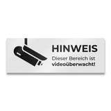 Hinweisschild "Dieser Bereich ist videoüberwacht!" aus Edelstahl, pulverbeschichtet