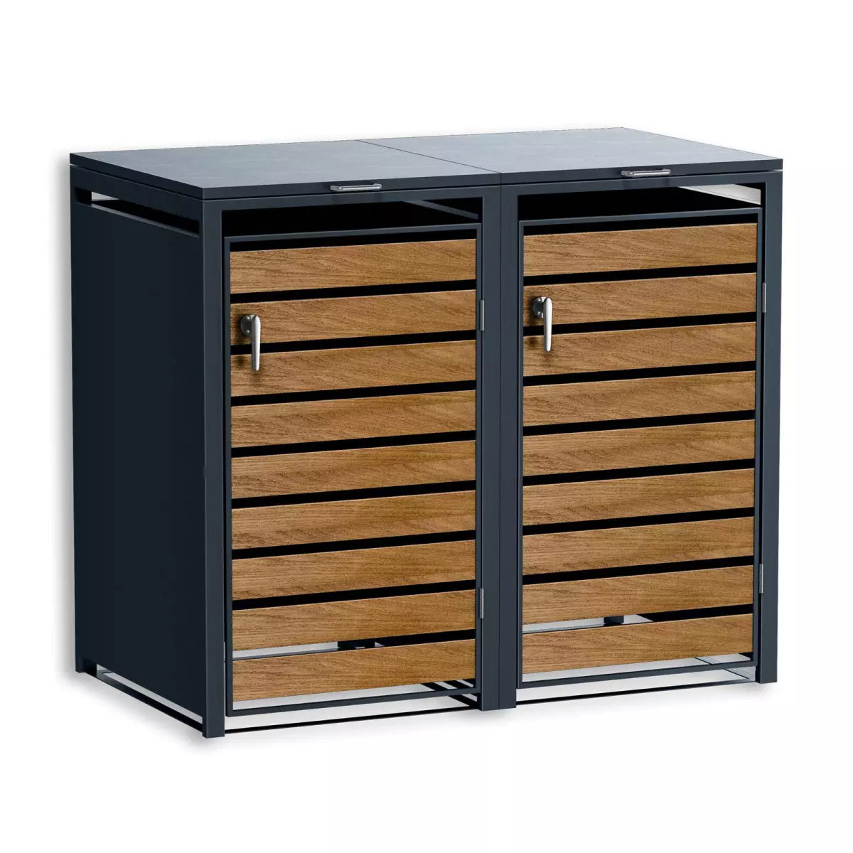Mülltonnenbox MB32 für 2 Tonnen, mit Automatikdeckel, pulverbeschichtet, abschließbar