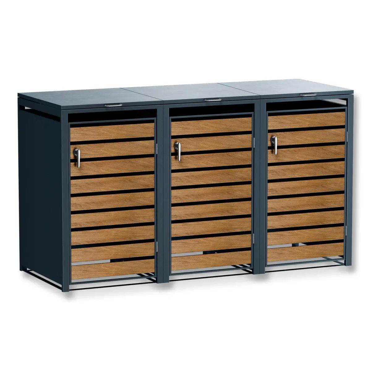 Mülltonnenbox MB32 für 3 Tonnen, mit Automatikdeckel, pulverbeschichtet, abschließbar
