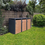 Mülltonnenbox MB32 für 3 Tonnen, mit Automatikdeckel, pulverbeschichtet, abschließbar