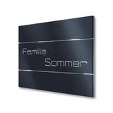 Namensschild NS2 aus Edelstahl mit kratzfestem Acrylglas in Anthrazitgrau RAL7016