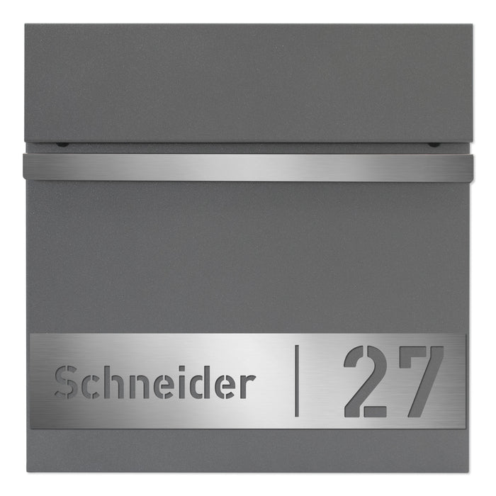 Briefkasten B3 personalisiert mit Edelstahl-Schild