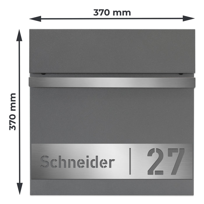 Briefkasten B3 personalisiert mit Edelstahl-Schild