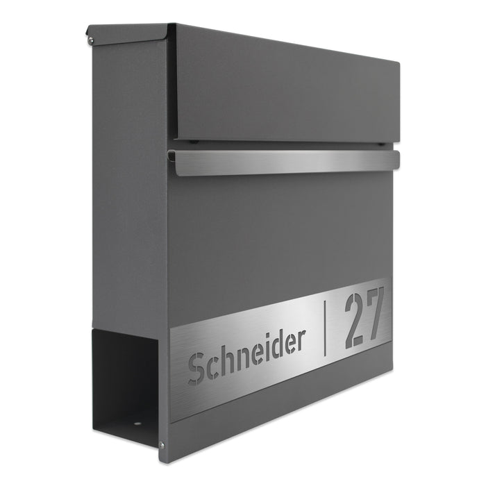 Briefkasten B3 personalisiert mit Edelstahl-Schild