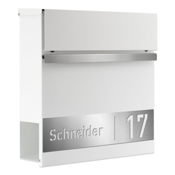 Briefkasten B3 personalisiert mit Edelstahl-Schild