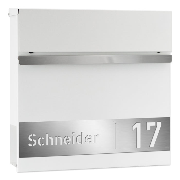 Briefkasten B3 personalisiert mit Edelstahl-Schild