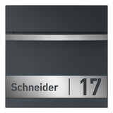 Briefkasten B3, div. Farben, personalisiert mit Edelstahl-Schild-AlbersDesign-GÜRTLER.shop