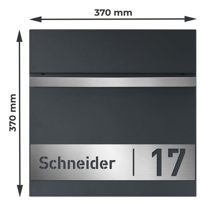 Briefkasten B3 personalisiert mit Edelstahl-Schild