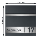 Briefkasten B3, div. Farben, personalisiert mit Edelstahl-Schild-AlbersDesign-GÜRTLER.shop