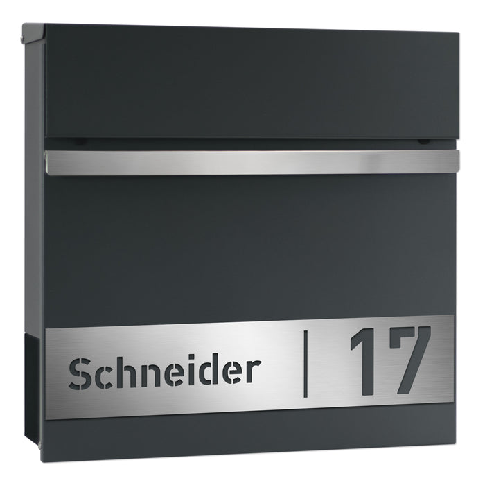 Briefkasten B3 personalisiert mit Edelstahl-Schild
