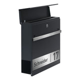 Briefkasten B3, div. Farben, personalisiert mit Edelstahl-Schild-AlbersDesign-GÜRTLER.shop