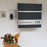 Briefkasten B3, div. Farben, personalisiert mit Edelstahl-Schild-AlbersDesign-GÜRTLER.shop