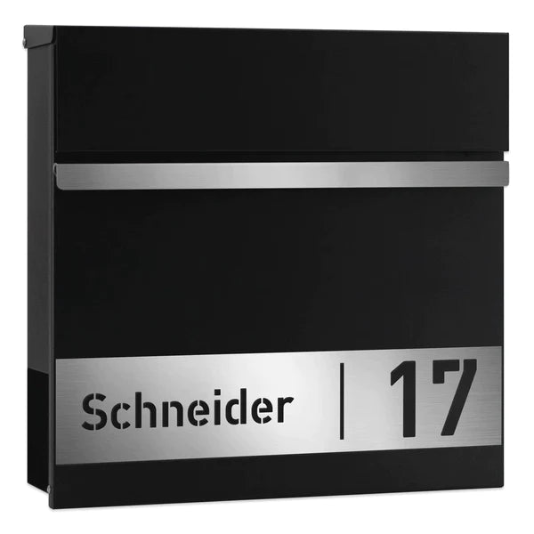 Briefkasten B3 mit Standfüßen und Zeitungsfachabdeckung-Briefkasten-AlbersDesign-Anthrazit_RAL7016-Schwarz_RAL9005-mit Absenkautomatik (Dämpfer)-GÜRTLER.shop