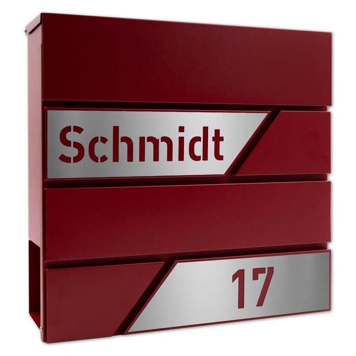 Briefkasten B1 in WUNSCHFARBE personalisiert mit Edelstahl-Schildern - GÜRTLER.shop