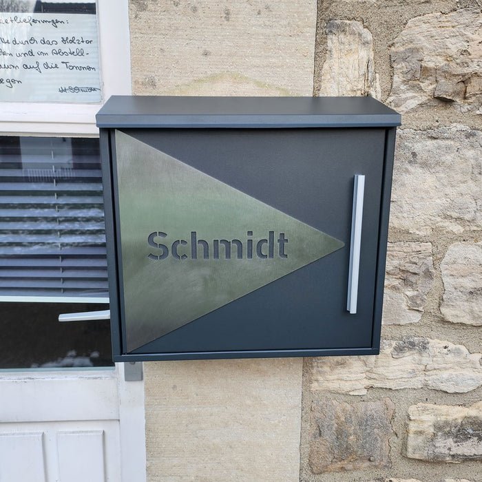 Briefkasten B10-1 - ohne Zeitungsfach - personalisiert mit Edelstahl-Schild - GÜRTLER.shop