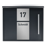 Briefkasten B10-2 anthrazit (RAL7016) - ohne Zeitungsfach - personalisiert mit Edelstahl-Schildern - GÜRTLER.shop
