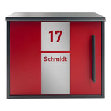 Briefkasten B11 in Rot (RAL3000) - ohne Zeitungsfach - personalisiert mit Edelstahl-Schildern - GÜRTLER.shop