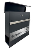 Briefkasten B3 IN WUNSCHFARBE personalisiert mit Edelstahlschild - GÜRTLER.shop