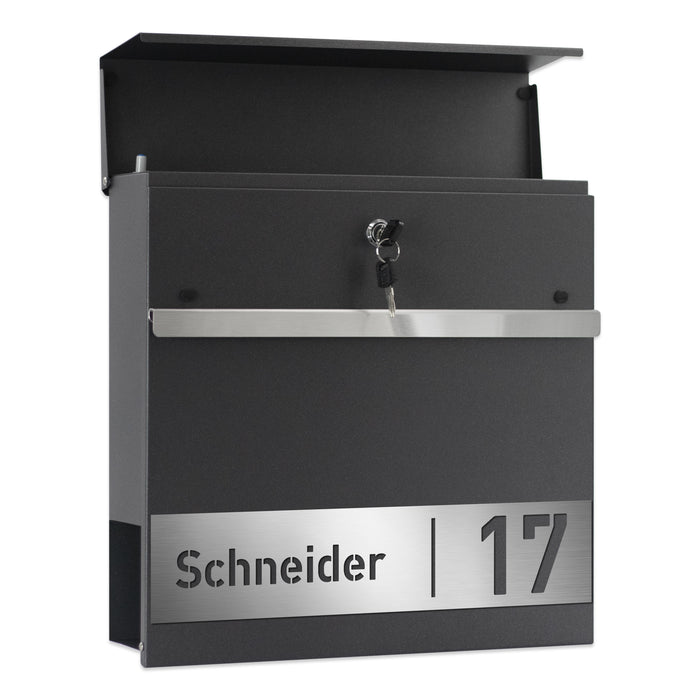 Briefkasten B3 personalisiert mit Edelstahl-Schild - GÜRTLER.shop