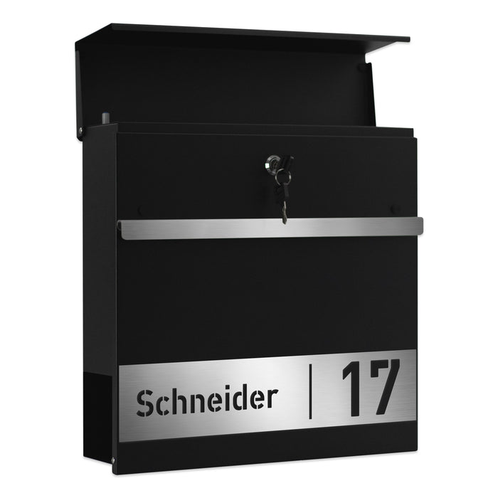 Briefkasten B3 personalisiert mit Edelstahl-Schild - GÜRTLER.shop
