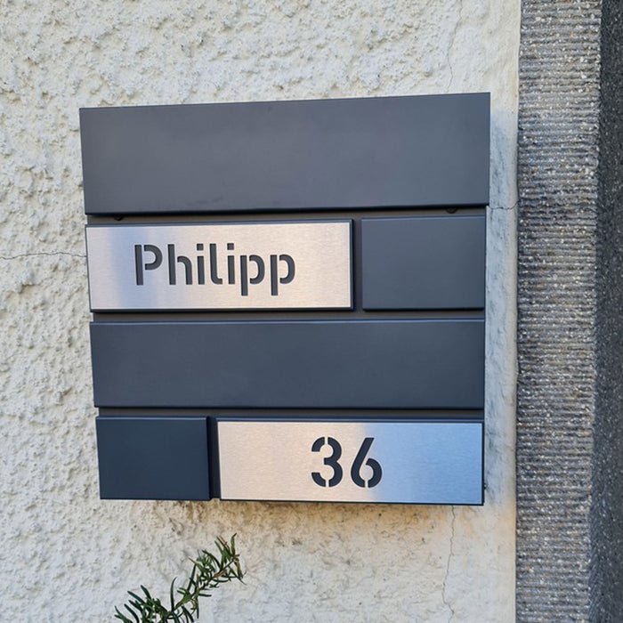 Briefkasten B4 personalisiert mit Edelstahl-Schildern - GÜRTLER.shop