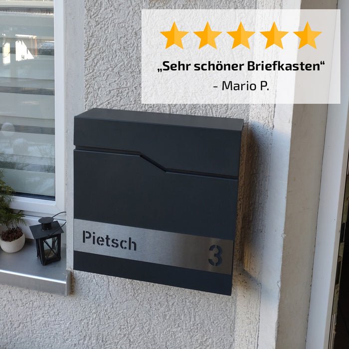 Briefkasten B7 personalisiert mit Edelstahl-Schild - GÜRTLER.shop