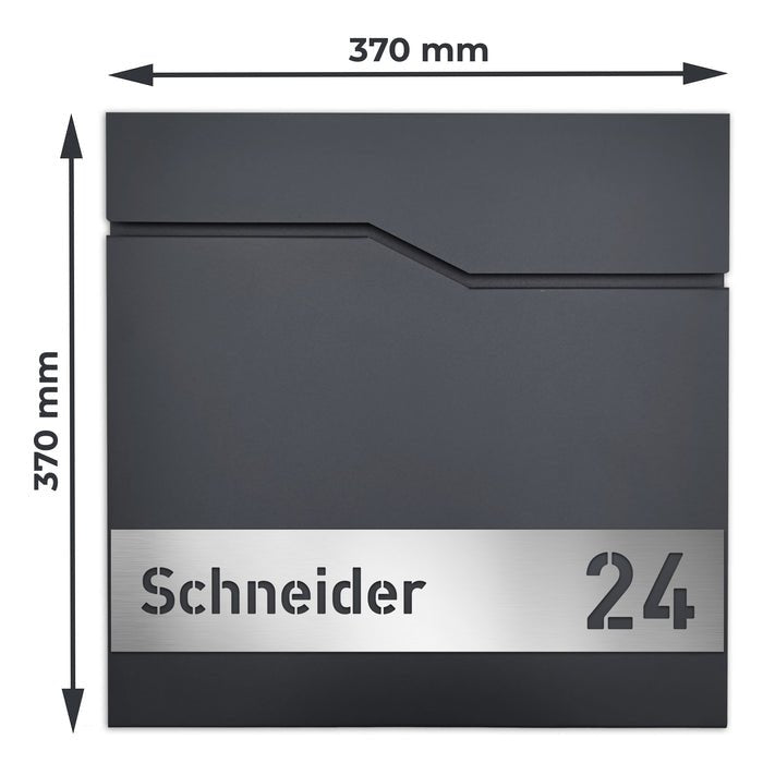 Briefkasten B7 personalisiert mit Edelstahl-Schild - GÜRTLER.shop