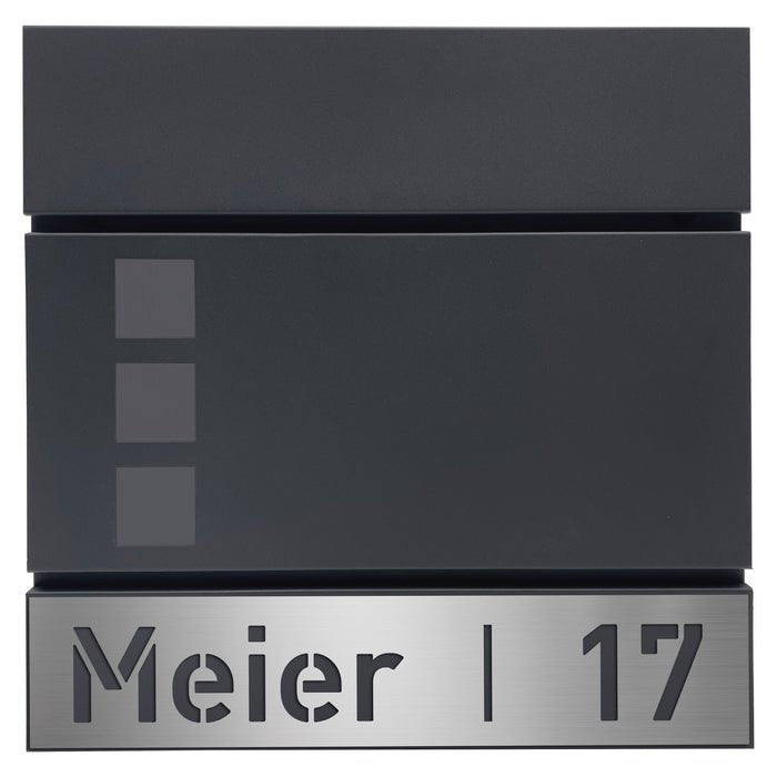 Briefkasten B9 mit Sichtfenster, personalisiert mit Edelstahlschild - GÜRTLER.shop