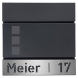 Briefkasten B9 mit Sichtfenster, personalisiert mit Edelstahlschild - GÜRTLER.shop