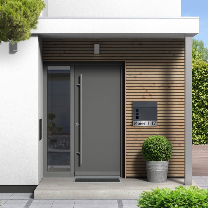 Briefkasten B9 mit Sichtfenster, personalisiert mit Edelstahlschild - GÜRTLER.shop