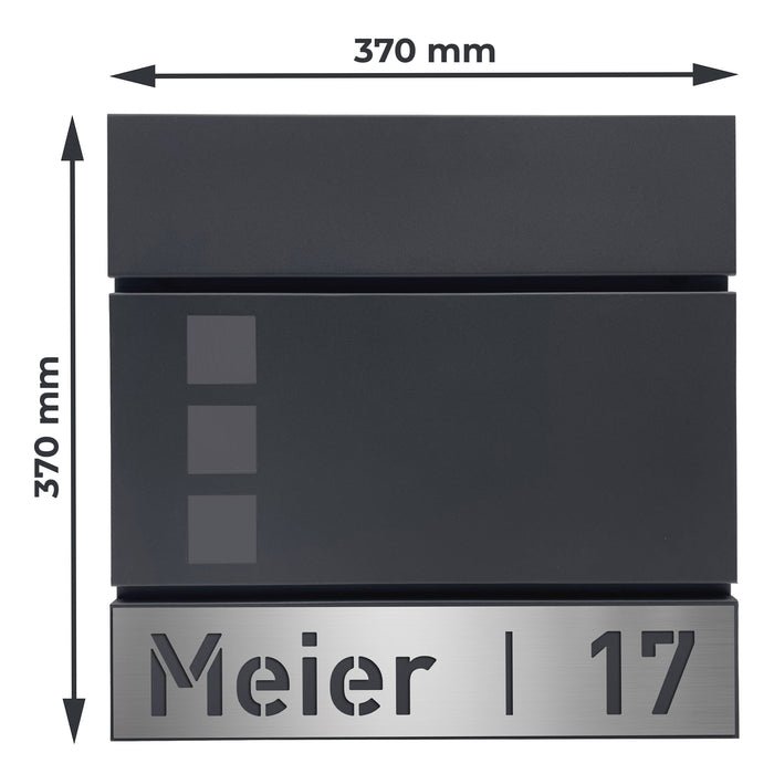 Briefkasten B9 mit Sichtfenster, personalisiert mit Edelstahlschild - GÜRTLER.shop