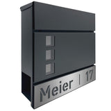 Briefkasten B9 mit Sichtfenster, personalisiert mit Edelstahlschild - GÜRTLER.shop