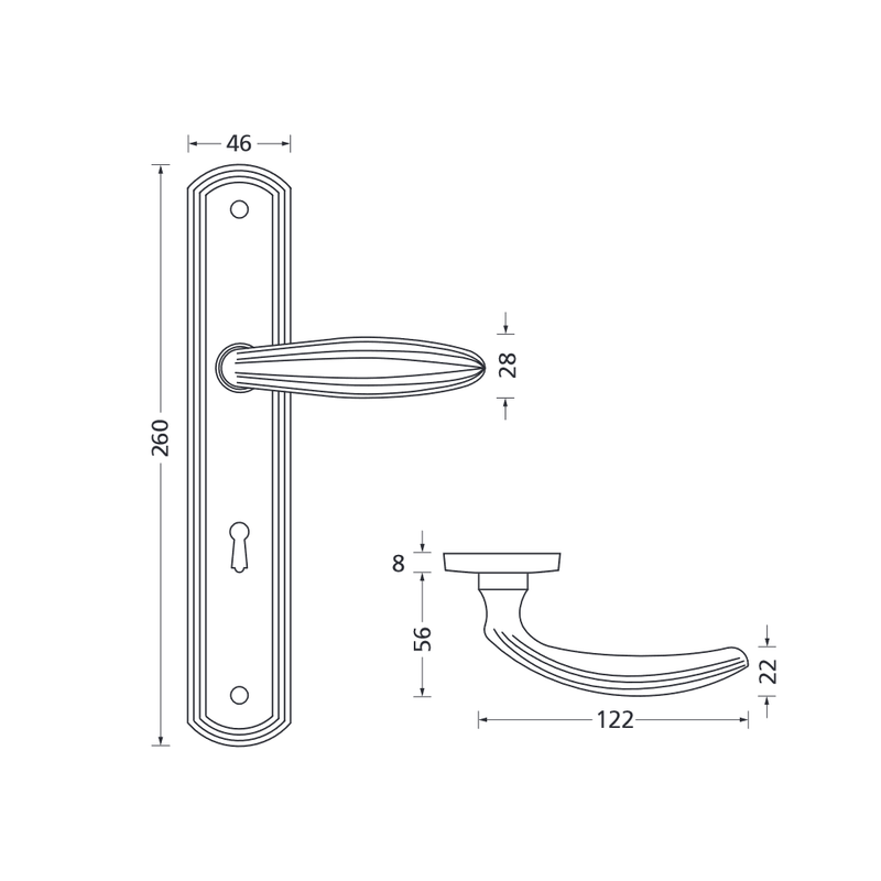 Drückergarnitur Formspiele 8030 S Langschild, Chrom - GÜRTLER.shop