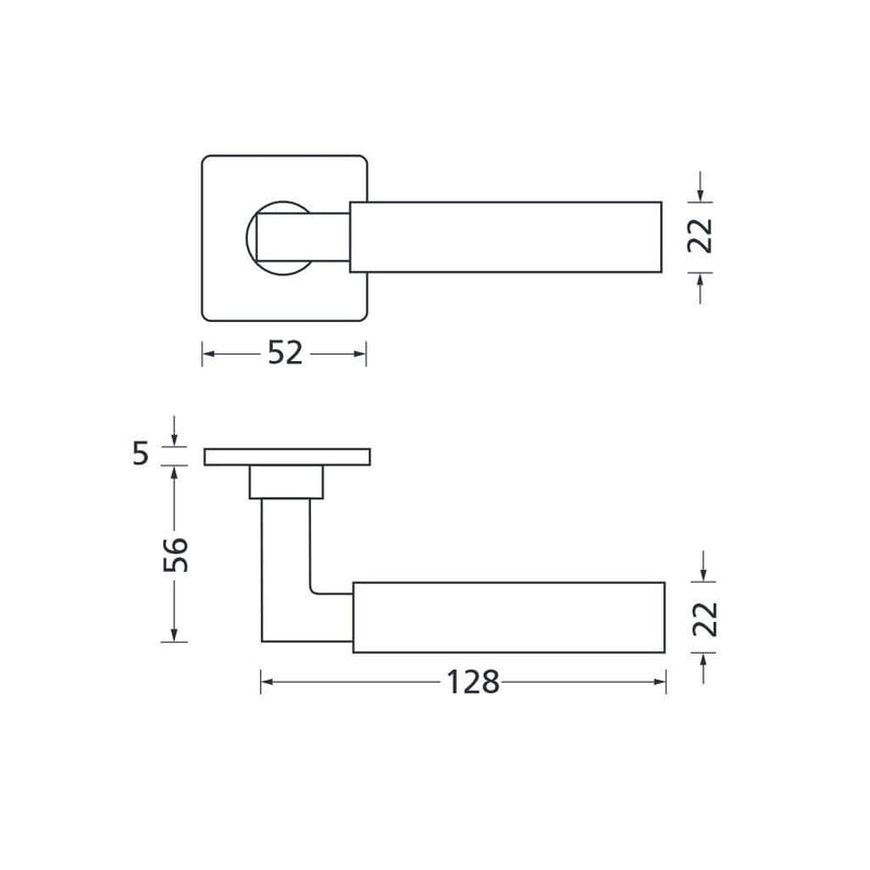 Drückergarnitur Formspiele 8080 Quadrat, Black satin - GÜRTLER.shop