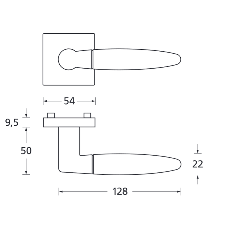 Drückergarnitur SCOOP 1007Q auf Quadratrosette, Edelstahl matt - GÜRTLER.shop