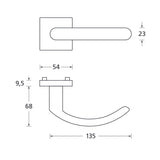 Drückergarnitur SCOOP 1023Q auf Quadratrosette, Edelstahl matt - GÜRTLER.shop