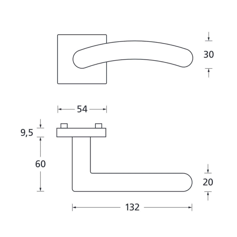 Drückergarnitur SCOOP 1084Q auf Quadratrosette, Edelstahl matt - GÜRTLER.shop