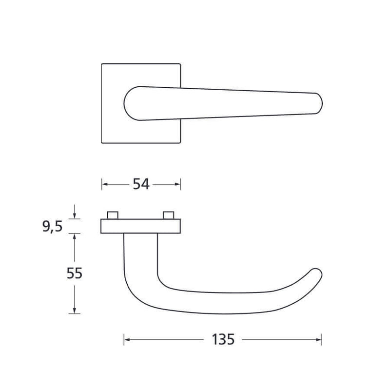 Drückergarnitur SCOOP 1103Q auf Quadratrosette, Edelstahl matt - GÜRTLER.shop