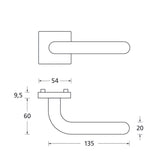 Drückergarnitur SCOOP 1200Q auf Quadratrosette, Edelstahl matt - GÜRTLER.shop