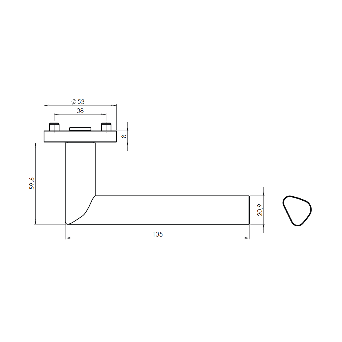 Drückergarnitur TRI 134, Edelstahl matt - GÜRTLER.shop